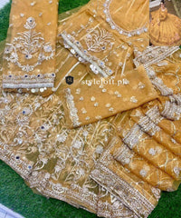 Styleloft.pk Hira Mani Spotted Ebroidered Net Collection Unstitched 3 Piece Frock 3 PIECE