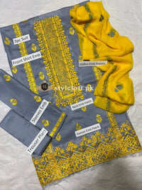 Styleloft.pk kanwal Aftab Embroidered Linen Unstitched 3 Piece Suit 3 PIECE