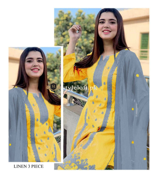 Styleloft.pk kanwal Aftab Embroidered Linen Unstitched 3 Piece Suit 3 PIECE
