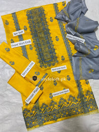 Styleloft.pk kanwal Aftab Embroidered Linen Unstitched 3 Piece Suit 3 PIECE