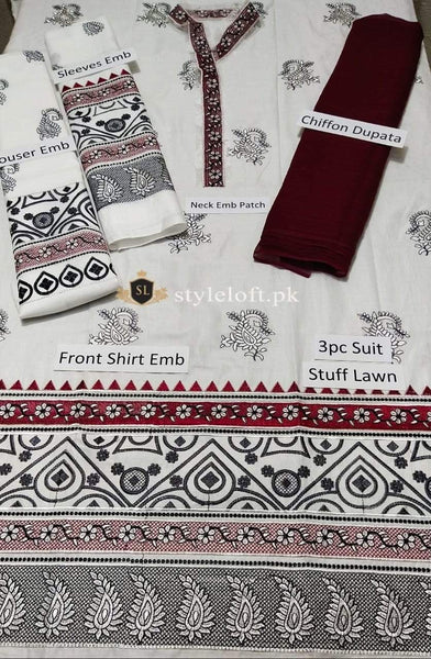 Styleloft.pk Kayseria Full Embroidered Lawn 3Piece Suit 3 PIECE
