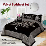 Styleloft.pk Leaf Style 5 Pieces Velvet Jacaurd BedSheet Set bed sheets Black