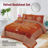 Styleloft.pk Leaf Style 5 Pieces Velvet Jacaurd BedSheet Set bed sheets Rust