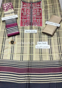 Styleloft.pk Limelight Embroidered Linen Unstitched 3 Piece Suit 3 PIECE