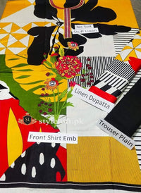 Styleloft.pk Limelight Embroidered Linen Unstitched 3 Piece Suit 3 PIECE