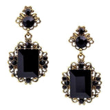 Styleloft.pk Long Black Crystal Water Drop Earrings CZ Vintage Geometric Gold Drop Rhinestone Dangle Earrings for Women Brincos Party Jewelry EB2119 Black