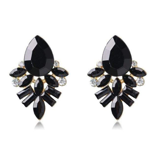 Styleloft.pk Long Black Crystal Water Drop Earrings CZ Vintage Geometric Gold Drop Rhinestone Dangle Earrings for Women Brincos Party Jewelry EB2131 Black