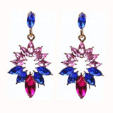 Styleloft.pk Long Black Crystal Water Drop Earrings CZ Vintage Geometric Gold Drop Rhinestone Dangle Earrings for Women Brincos Party Jewelry EB2161 Pink
