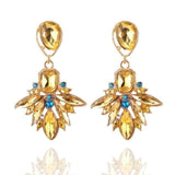 Styleloft.pk Long Black Crystal Water Drop Earrings CZ Vintage Geometric Gold Drop Rhinestone Dangle Earrings for Women Brincos Party Jewelry EB804 Gold