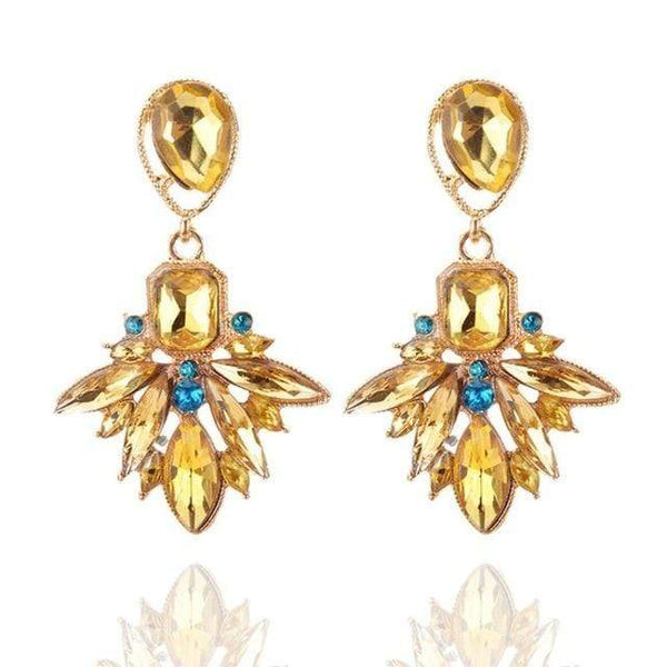 Styleloft.pk Long Black Crystal Water Drop Earrings CZ Vintage Geometric Gold Drop Rhinestone Dangle Earrings for Women Brincos Party Jewelry EB804 Gold