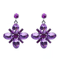 Styleloft.pk Long Black Crystal Water Drop Earrings CZ Vintage Geometric Gold Drop Rhinestone Dangle Earrings for Women Brincos Party Jewelry ES2152 Purple