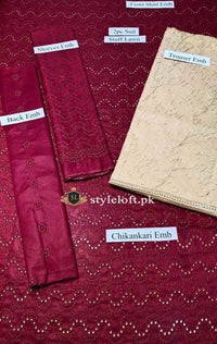 Styleloft.pk Maria B Chikankari Embroidered Lawn 2Piece Suit(Shirt & Trouser) 2 PIECE