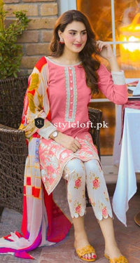 Styleloft.pk Maria.B Embroidered Linen 2Piece Suit (Shirt & Trouser) 2 PIECE