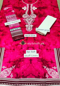 Styleloft.pk Maria B Embroidered Linen Unstitched 3 Piece Suit 3 PIECE
