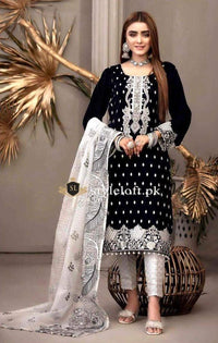 Styleloft.pk Maria B Embroidered Linen Unstitched 3 Piece Suit 3 PIECE