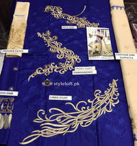 Styleloft.pk Maria B Embroidered Linen Unstitched 3 Piece Suit 3 PIECE