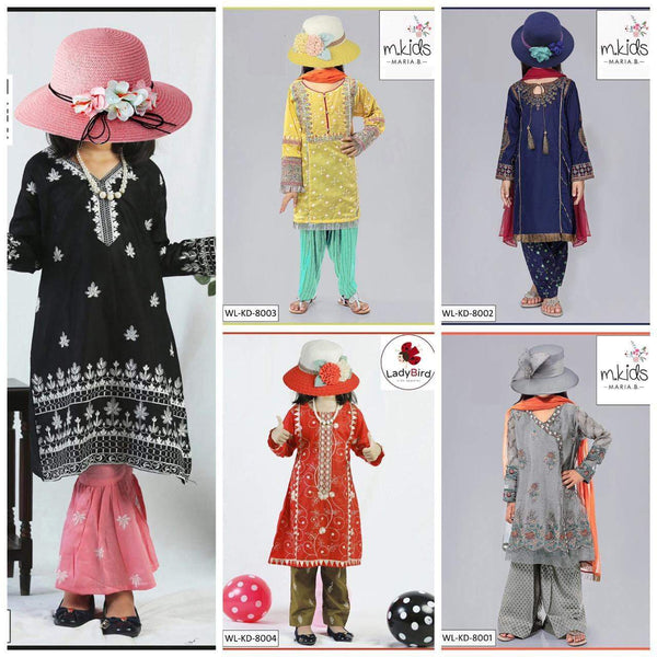 Styleloft.pk Maria B Kids Collection Linen Embroidered Two Piece Suits(Box of 5 Dresses) KIDS