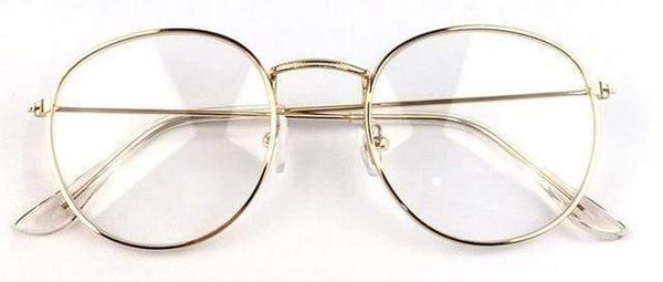 Styleloft.pk New Designer Woman Glasses Optical Frames Metal Round Eye Glass gold
