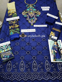 Styleloft.pk Noor By Sadia Embroidered Chikankari Suit Unstitched 3 Piece- Summer Collection 3 PIECE