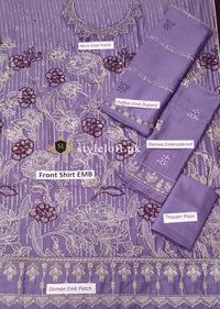 Styleloft.pk Ramsha Embroidered Linen Unstitched 3 Piece Suit 3 PIECE