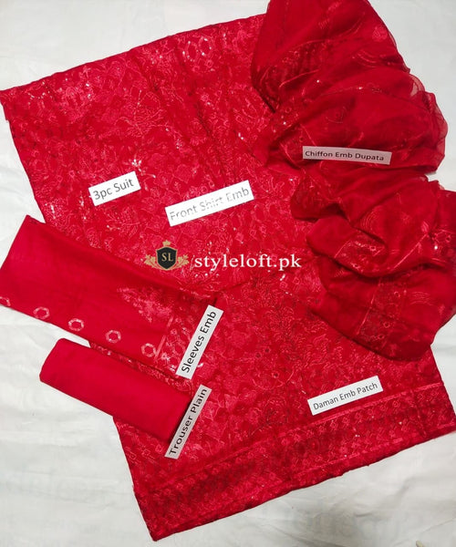 Styleloft.pk Serene Embroidered Linen Unstitched 3 Piece Suit 3 PIECE