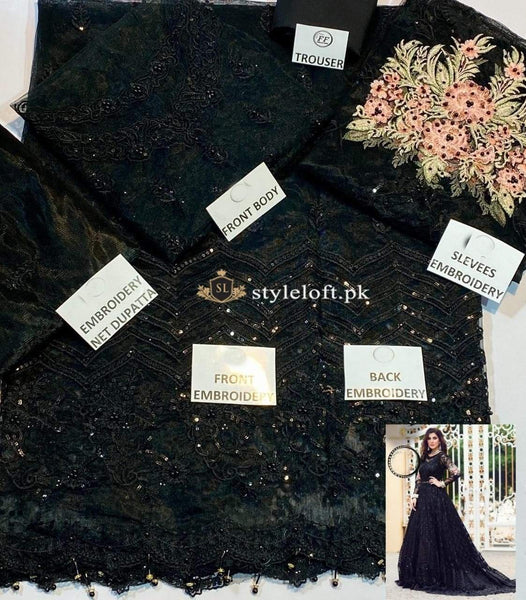 Styleloft.pk Zainab Chottani Party Wear 3Piece Net Embroidered Dress 3 PIECE